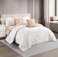 مفرش صيفي مزدوج مضغوط 6 قطع - حشوة خفيفة - ليندا-...