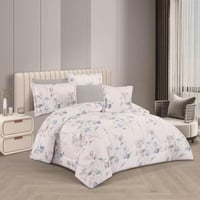 مفرش صيفي مزدوج 7 قطع - اوركا -ابيض - رمادي