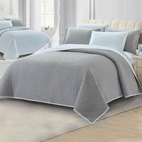 مفرش صيفي مزدوج مضغوط 6 قطع - فلورنسا - رصاصي - اب...