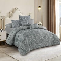 مفرش صيفي مزدوج 8 قطع - اليفيرا - رمادي غامق