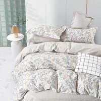 مفرش قطن صيفي مفرد ونص 4 قطع - اتلانتا - بيج مشجر