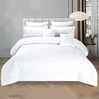 مفرش شتوي مخمل مزدوج 8 قطع - ايفل- أبيض