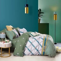 مفرش صيفي مقاس كوين 4 قطع - ماديسون - رصاصي - اخضر