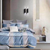 مفرش صيفي مفرد ونص 4 قطع - ليتشي - أزرق - رمادي
