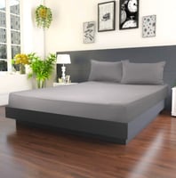 شرشف قطن مزدوج 3 قطع - رمادي