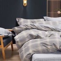 مفرش قطن صيفي مفرد ونص 4 قطع- أتلانتا - رصاصي