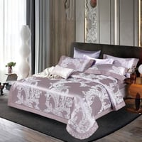 مفرش صيفي مزدوج قطن جاكار 6 قطع - فيدرا - موف مائل...