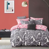 مفرش صيفي مقاس كوين 4 قطع - ماديسون - رمادي - زهري