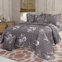 مفرش صيفي مزدوج مضغوط 6 قطع - جاكلين - بني