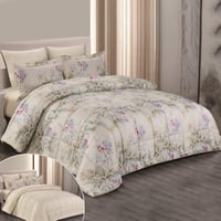 مفرش صيفي مفرد ونص 4 قطع - ايلين - مشجر - بيج