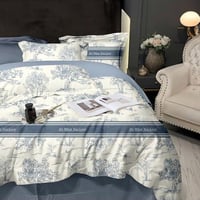 مفرش شتوي مزدوج 6 قطع - ابرنتس - أبيض - سماوي