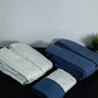 طقم رواب حمام 10 قطع قطن - تاليا - كحلي - سكري