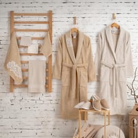 طقم روب حمام قطن تركي 11 قطعة - نوتريكس - بيج فاتح...