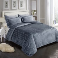 مفرش شتوي مخمل مزدوج 6 قطع - ايفانثيا - رمادي