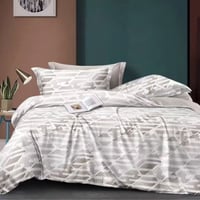 مفرش صيفي مفرد ونص 4 قطع - ليتشي - ابيض بني - رصاص...