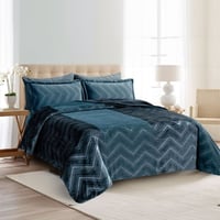 مفرش شتوي مخمل فرو مزدوج 6 قطع - اوريون - كحلي