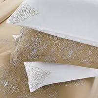 مفرش صيفي مزدوج مطرز فاخر 12 قطعة - اليجانزا-بيج غ...