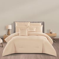 مفرش صيفي مزدوج شانيل 8 قطع - فابيان - بيج