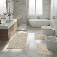 طقم سجاد حمام 4 قطع - مارفي - بيج فاتح