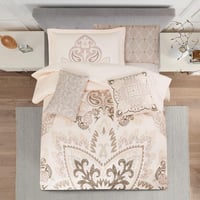 مفرش صيفي مفرد ونص 8 قطع - مارجو -كريمي غامق