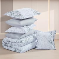 مفرش صيفي مزدوج وجهين ٧ قطع - اوركا - ابيض - رصاصي