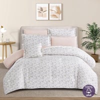 مفرش قطن صيفي مقاس كوين 8 قطع - نيفورا - ابيض - بي...