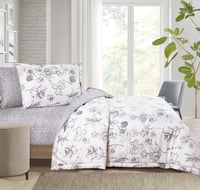 مفرش صيفي مفرد ونص 4 قطع - ليتون - كريمي - رمادي