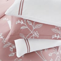 مفرش صيفي مزدوج مطرز فاخر 8 قطع - ايزابيلا - لحمي...