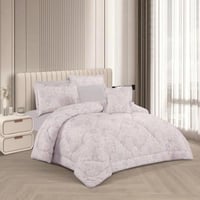 مفرش صيفي مزدوج 7 قطع - اوركا -ابيض - رصاصي