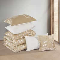 مفرش قطن صيفي مقاس كوين 8 قطع - نوفارين - بيج غامق...