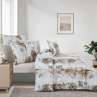 مفرش صيفي مقاس كوين وجهين ٧ قطع - ويلز - كريمي - ب...