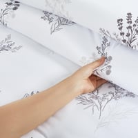 مفرش صيفي مقاس كوين وجهين ٧ قطع - ويلز - ابيض - رم...