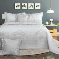 مفرش صيفي مزدوج مضغوط 6 قطع - جاكلين - رمادي