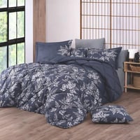 مفرش صيفي مزدوج قطن تركي 8 قطع - اليوفين - كحلي