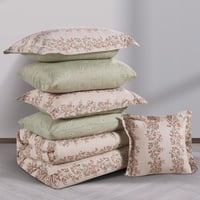 مفرش صيفي مفرد ونص 4 قطع - ليتون - بيج - اخضر