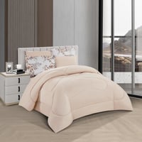 مفرش صيفي مفرد ونص 4 قطع - غاردينا -رصاصي - بيج