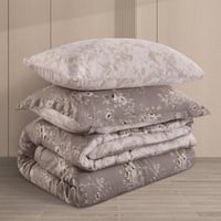 مفرش صيفي مفرد ونص 4 قطع - تيانا - رصاصي - كريمي