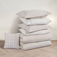 مفرش صيفي مزدوج مطرز فاخر 8 قطع - بيانكا - بيج فات...