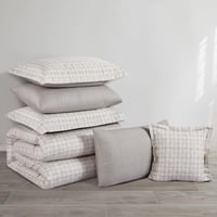 مفرش قطن صيفي مزدوج 8 قطع - زافيرا - بيج - رمادي