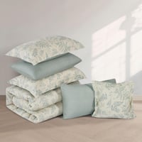 مفرش قطن صيفي مقاس كوين 8 قطع - نوفارين - بيج مشجر...