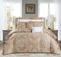 مفرش صيفي فاخر مزدوج جاكار مطرز 12 قطعة - متعدد ال...