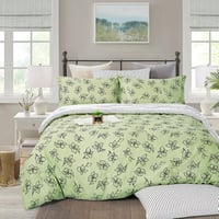 مفرش صيفي مقاس كوين 6 قطع - روزين - أخضر -أبيض