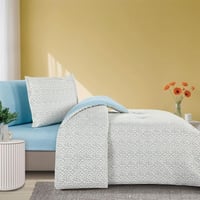 مفرش قطن صيفي مفرد ونص ٤ قطع - نولين -سكري - ازرق