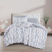 مفرش صيفي مزدوج وجهين ٧ قطع - اوركا - ابيض - رمادي