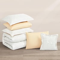 مفرش قطن صيفي مزدوج 8 قطع - افاليون - سكري - بيج غ...