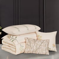 مفرش صيفي مفرد ونص 8 قطع - مارجو -كريمي غامق