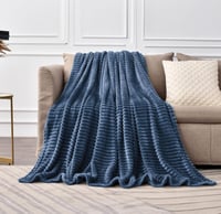 بطانية مخمل محفور اكاسيا 200 × 230 -كحلي