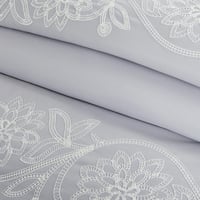 مفرش صيفي مفرد ونص مطرز فاخر 6 قطع - رينا - رصاصي