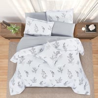 مفرش صيفي مزدوج وجهين 7 قطع - اوركا - ابيض - رمادي