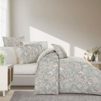 مفرش قطن صيفي مزدوج 8 قطع - زافيرا -اخضر - كريمي